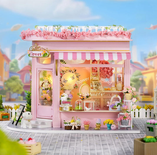 Flower Shop Miniature House – DIY Pink Floral Kit for Crafters Cute Room