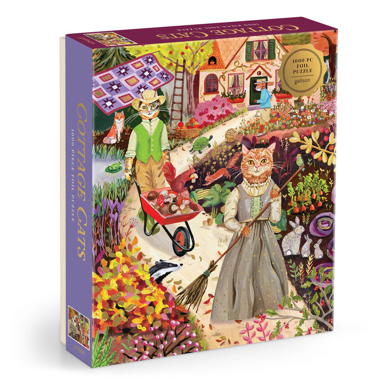 Galison Cottage Cats 1000 Piece Foil Puzzle
