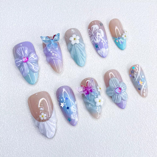 Floral Butterfly Fantasy Press-on Nails V Boutique Studio