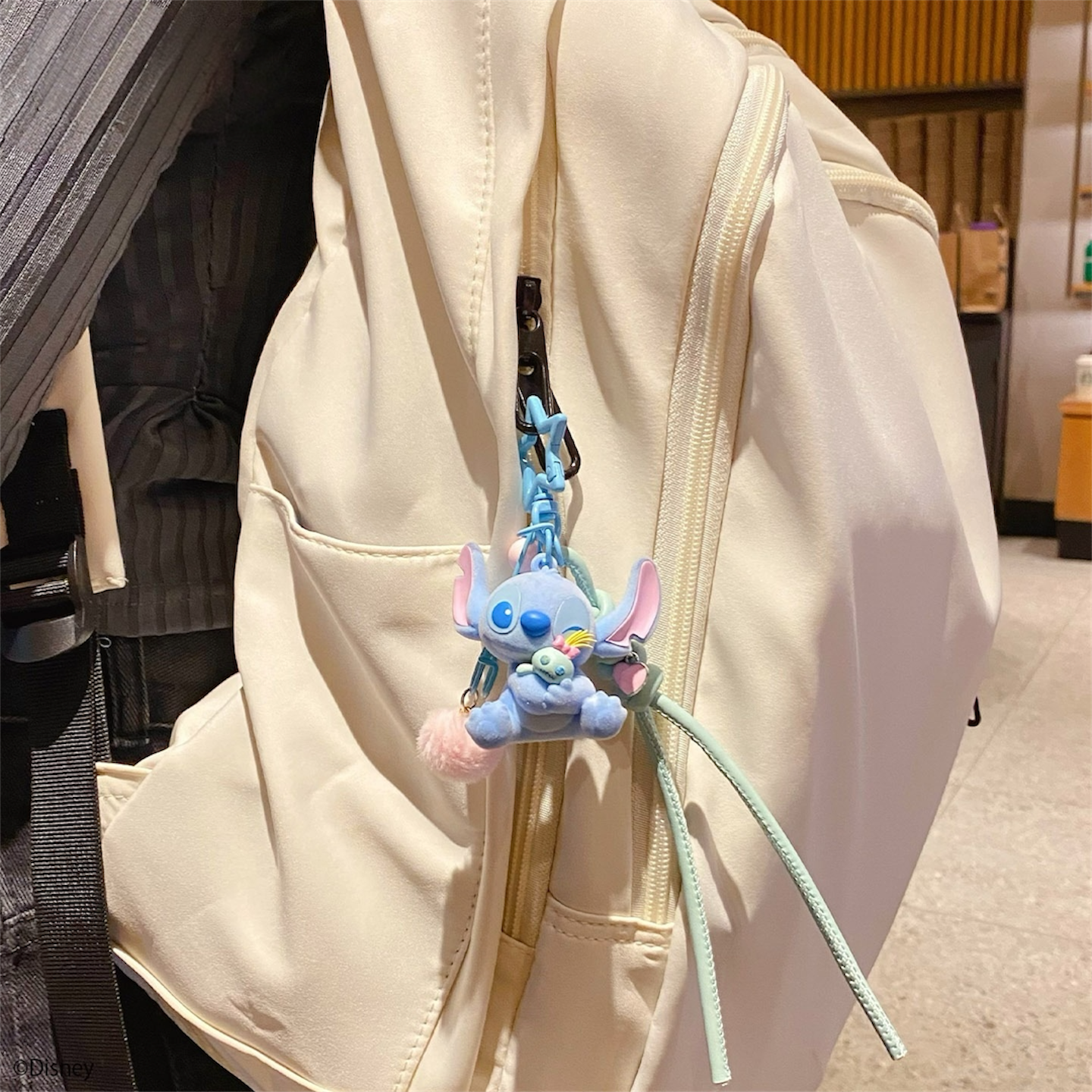 Stitch Flocked Hug Charm Keychain