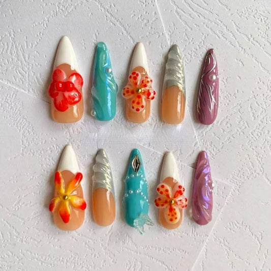 Dreamy Floral Press-on Nails V Boutique Studio