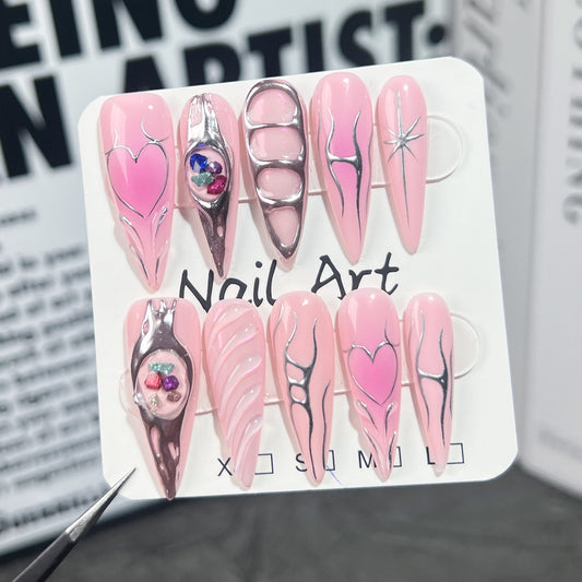 Sweetheart Glam Press-on Nails V Boutique Studio