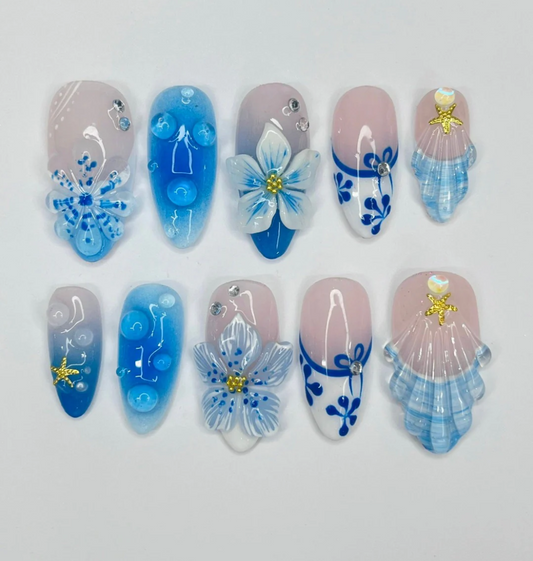 Seashell Symphony Press-on Nails V Boutique Studio