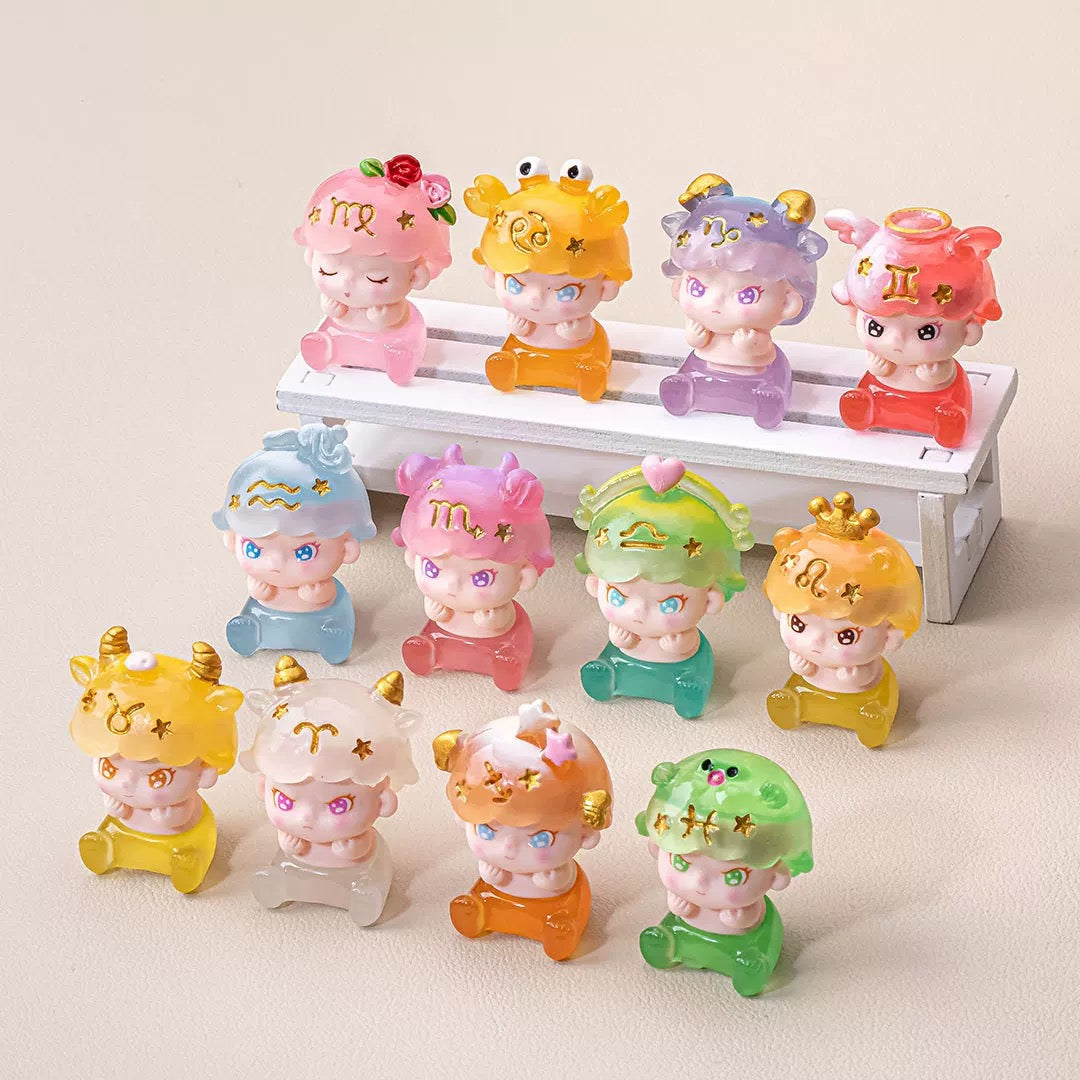 Zodiac Glow Resin Figurines – Cute Mini Desk Ornaments