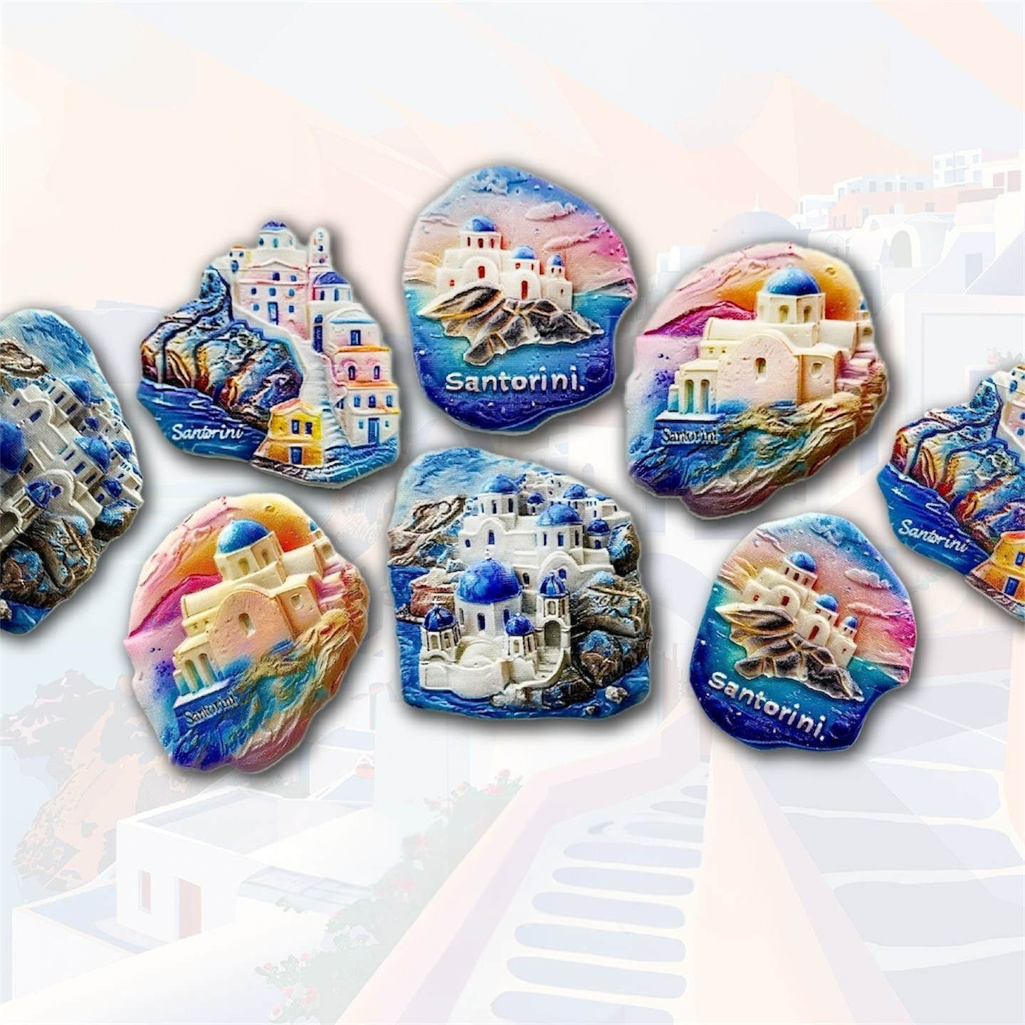 Santorini Travel Souvenir Fridge Magnet