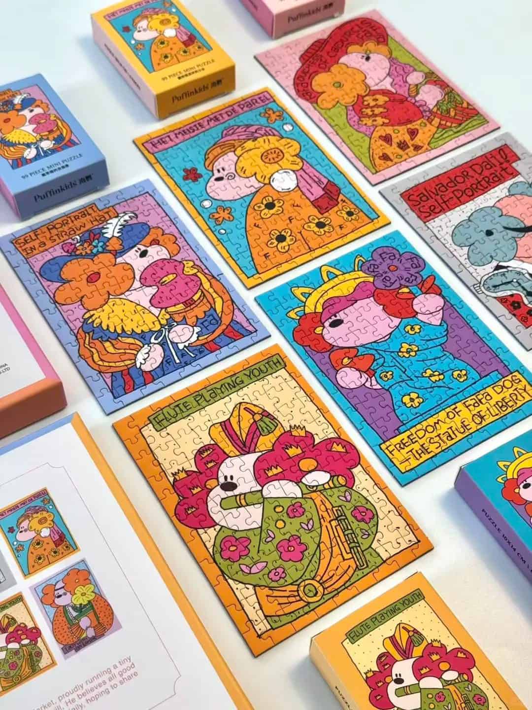 Puffinkids Quirky Masterpieces Second Edition 6 x 99 Piece Mini Jigsaw Puzzle Set Puffinkids