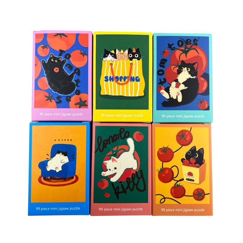 Puffinkids Tomato Kitty 6 x 99 Piece Mini Jigsaw Puzzle Set