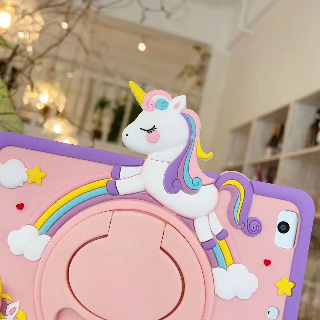 Cute Unicorn iPad Case with 360° Rotating Stand – Shockproof & Fun