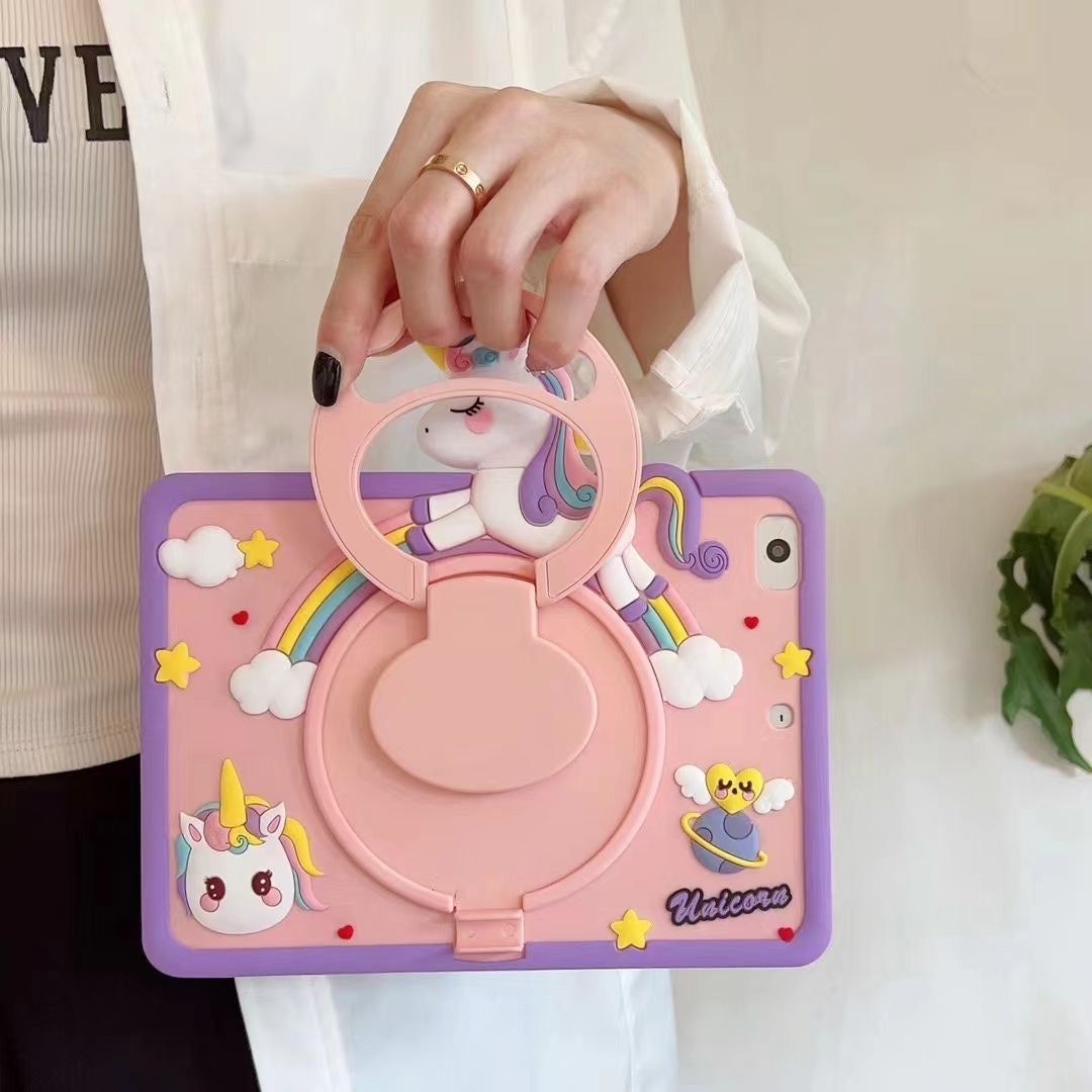 Cute Unicorn iPad Case with 360° Rotating Stand – Shockproof & Fun