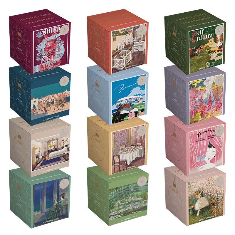 Kibifufu 12-Pack 168 Piece Mini Jigsaw Puzzle Collection 01 | Art Series Gift Set