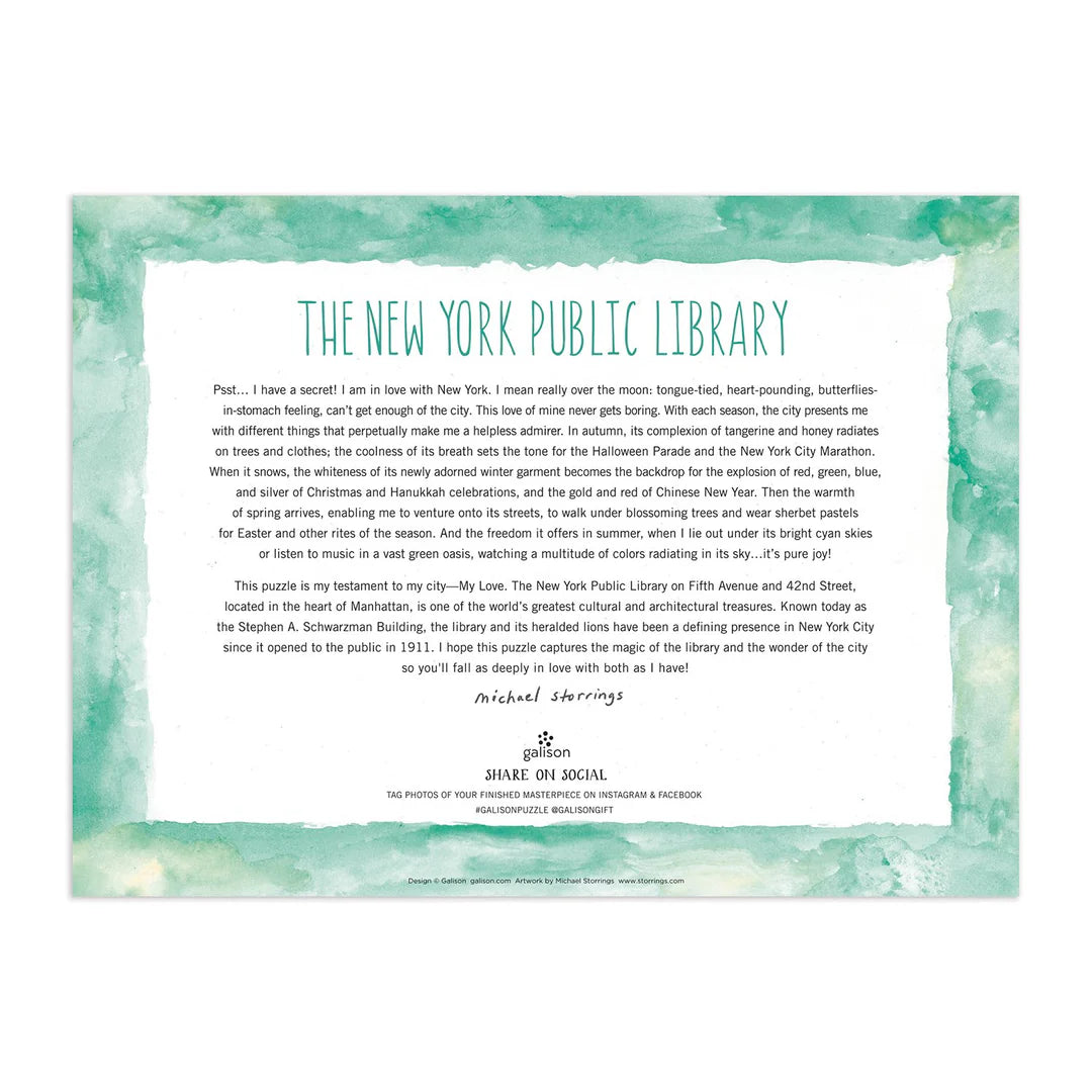 Michael Storrings New York Public Library 1000 Piece Jigsaw Puzzle Galison