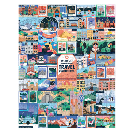 50 Awe-Inspiring Travel Destinations Bucket List 1000 Piece Jigsaw Puzzle Ridley's Games