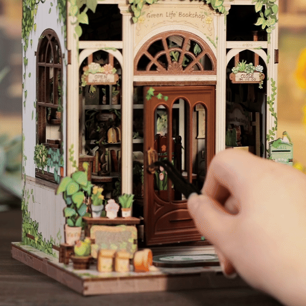 Green Life Bookshop – DIY Wooden Miniature Book Nook Kit