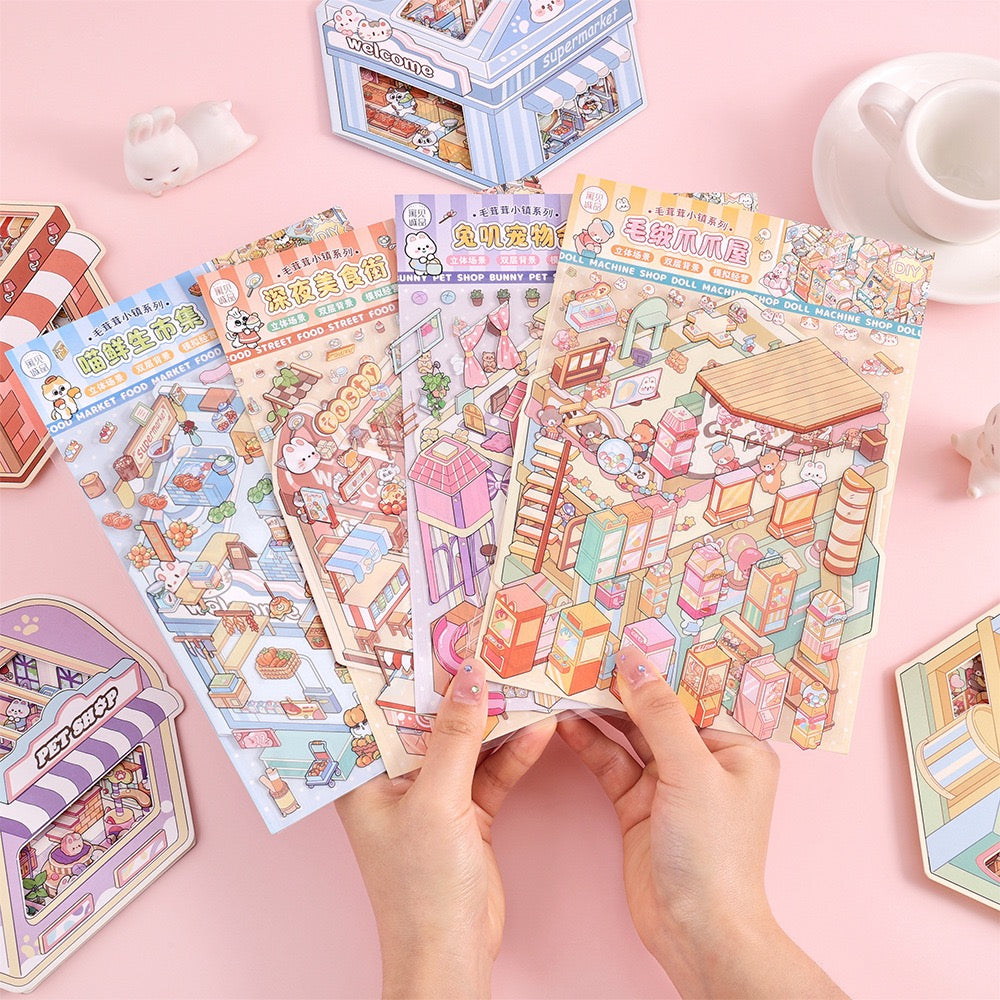 Whimsical 3D Mini World Stickers – DIY Scene Kit for Journals & Crafts