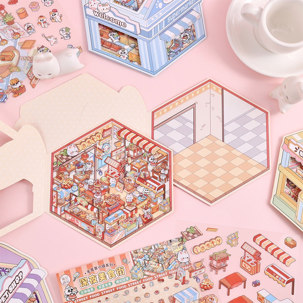 Whimsical 3D Mini World Stickers – DIY Scene Kit for Journals & Crafts