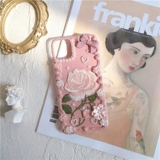 Handmade Vintage Rose Embroidered Phone Case V Boutique Studio