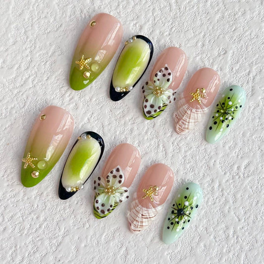 Green Oasis Press-on Nails V Boutique Studio