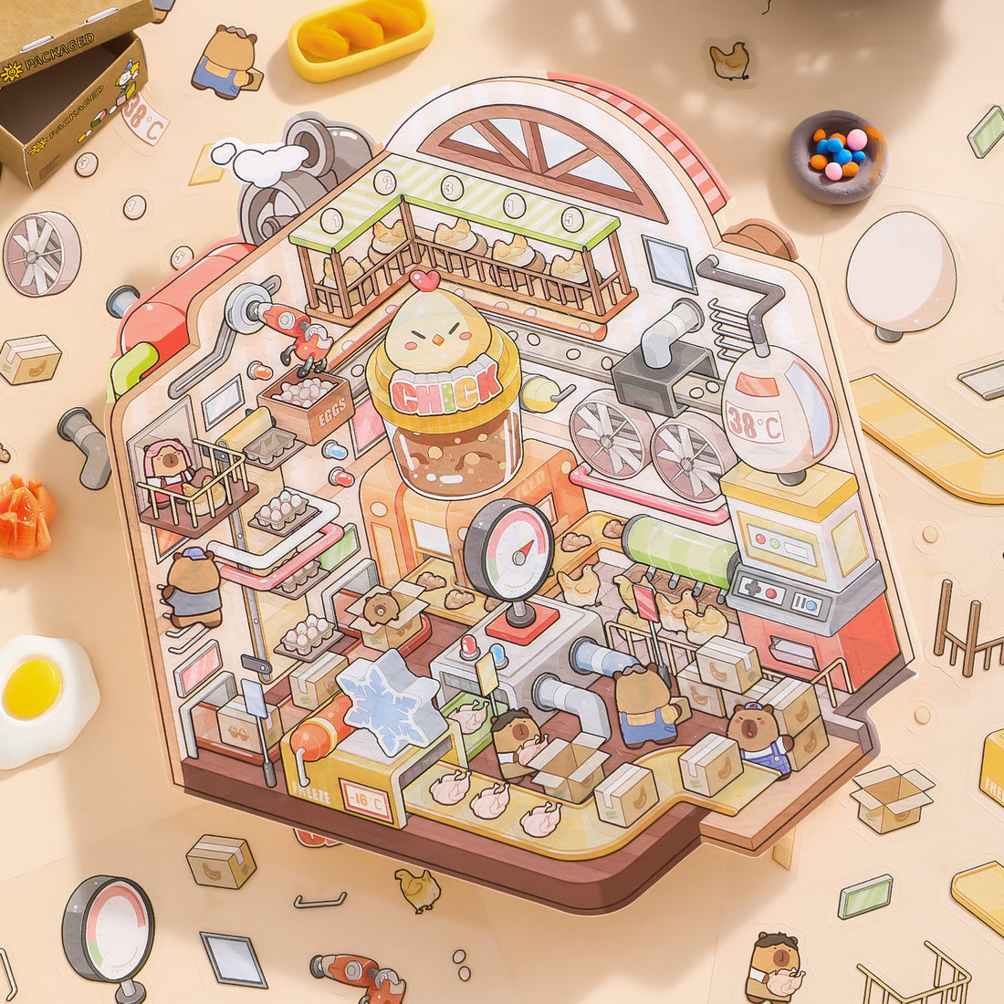 Factory Miniature Sticker Kit β 3D DIY Scene for Journals & Crafts