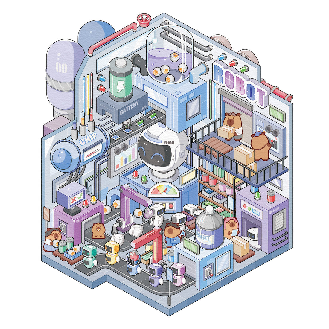 Factory Miniature Sticker Kit β 3D DIY Scene for Journals & Crafts