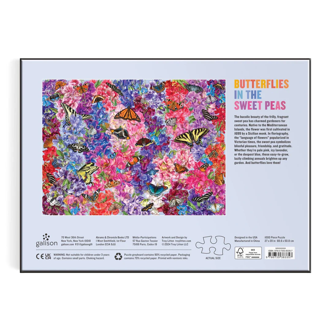 Troy Litten Butterflies In the Sweet Peas 1000 Piece Puzzle