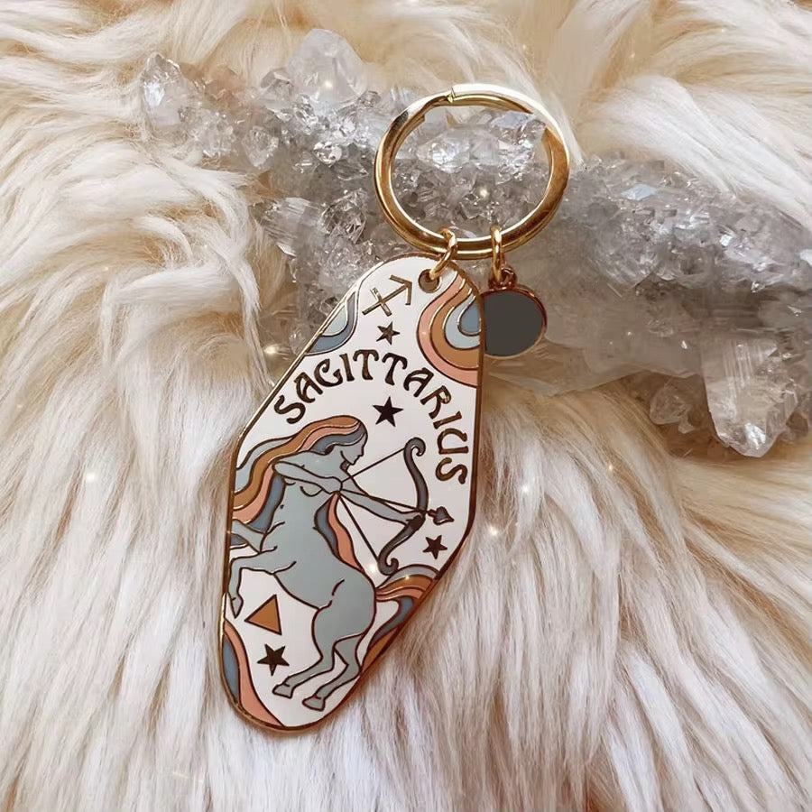 Zodiac Motel Keychain – Vintage Astrology Sign Gift