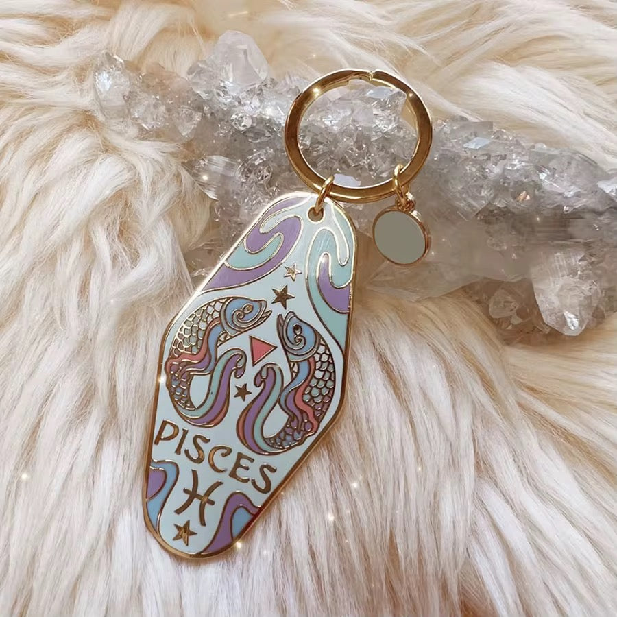 Zodiac Motel Keychain – Vintage Astrology Sign Gift