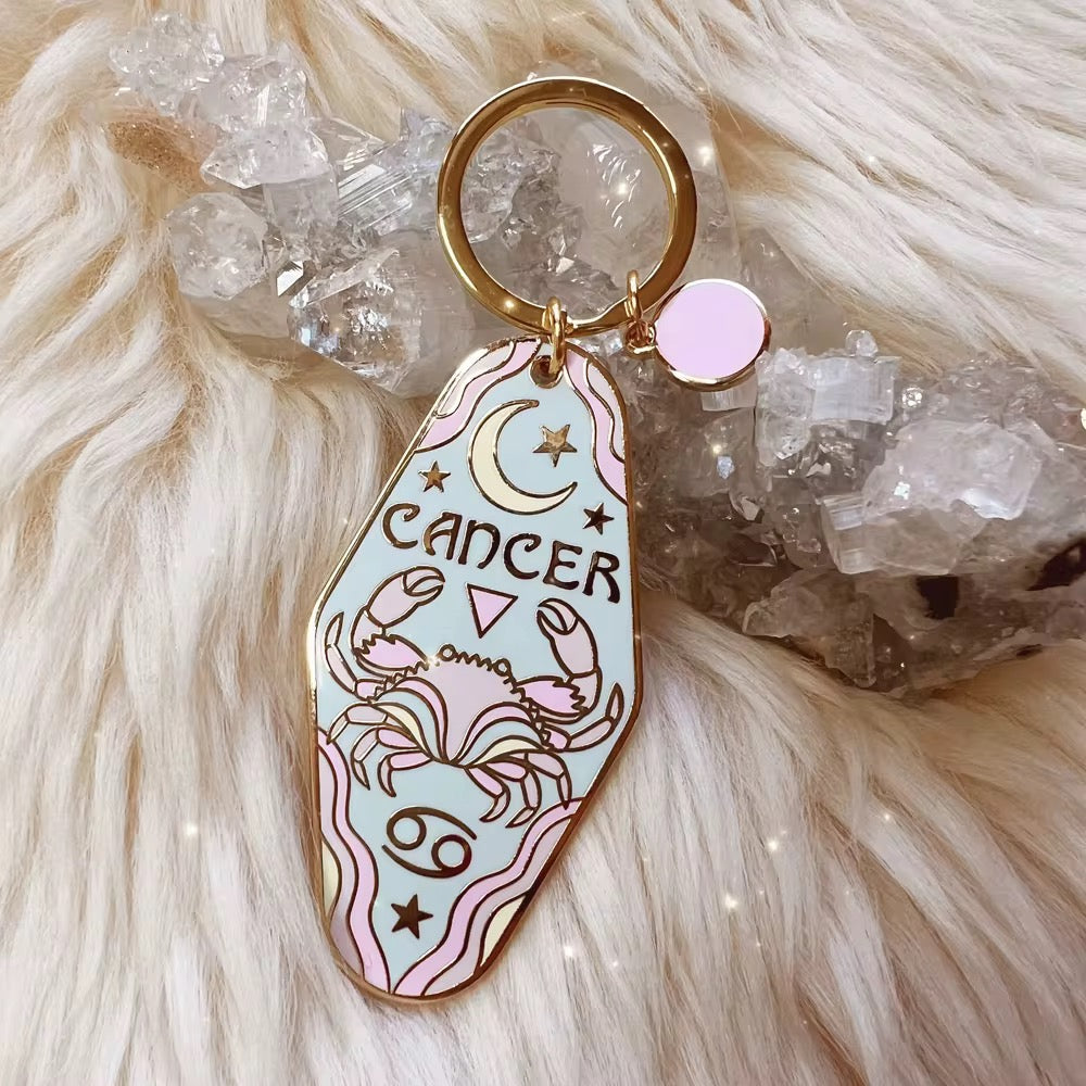 Zodiac Motel Keychain – Vintage Astrology Sign Gift