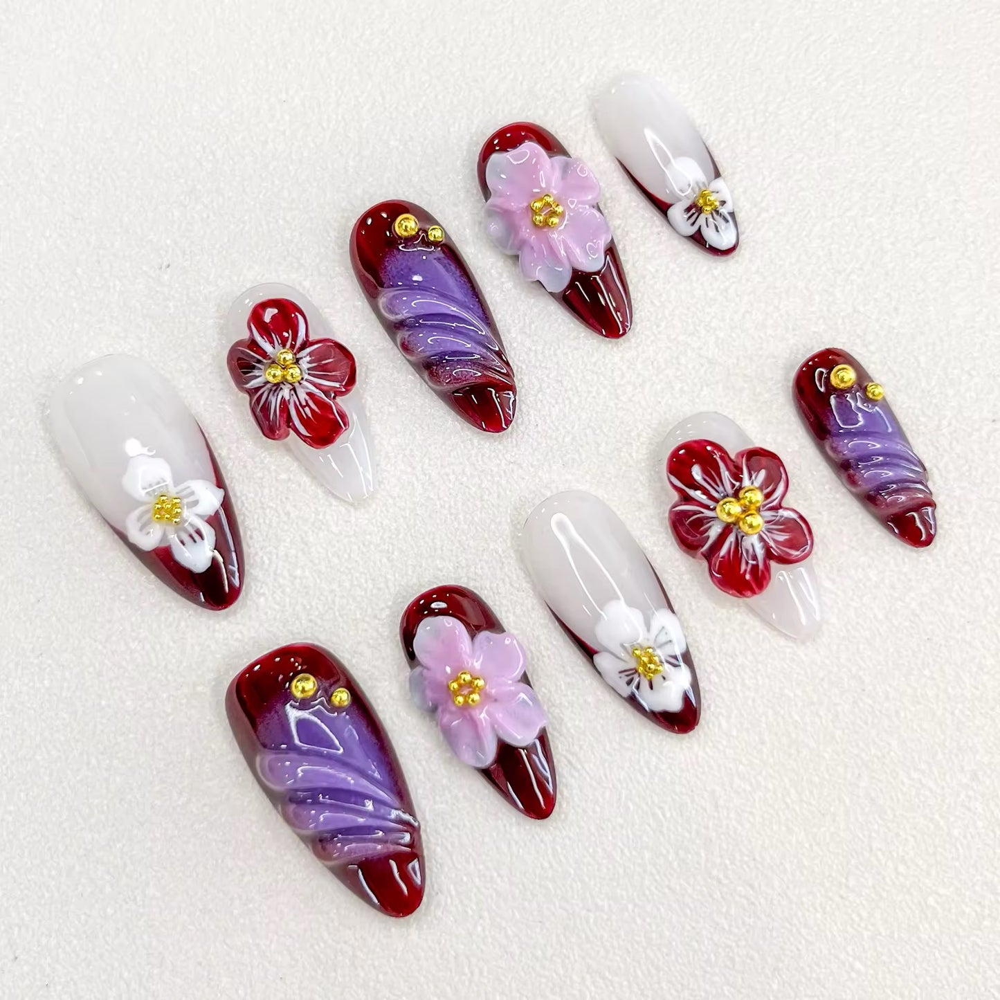 Crimson Elegance Press-on Nails
