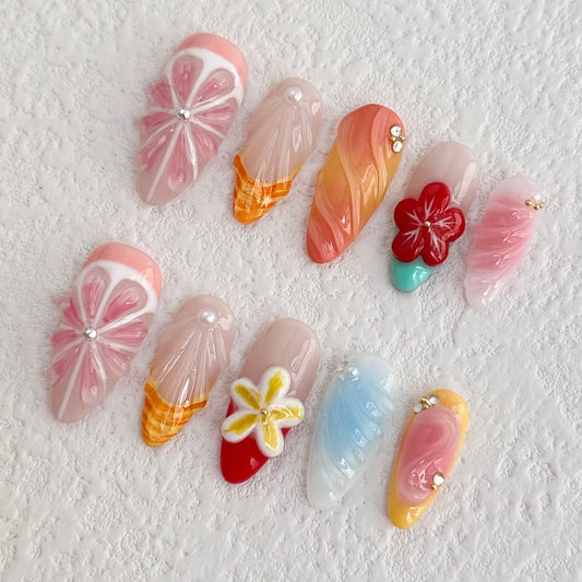 Citrus Dream Press-on Nails V Boutique Studio