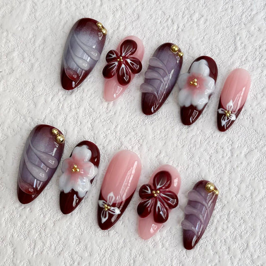 Vintage Floral Press-on Nails V Boutique Studio