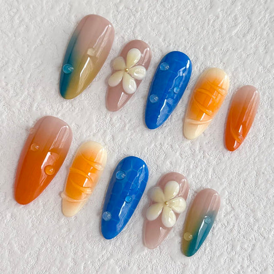 Tropical Ocean Breeze Press-on Nails V Boutique Studio