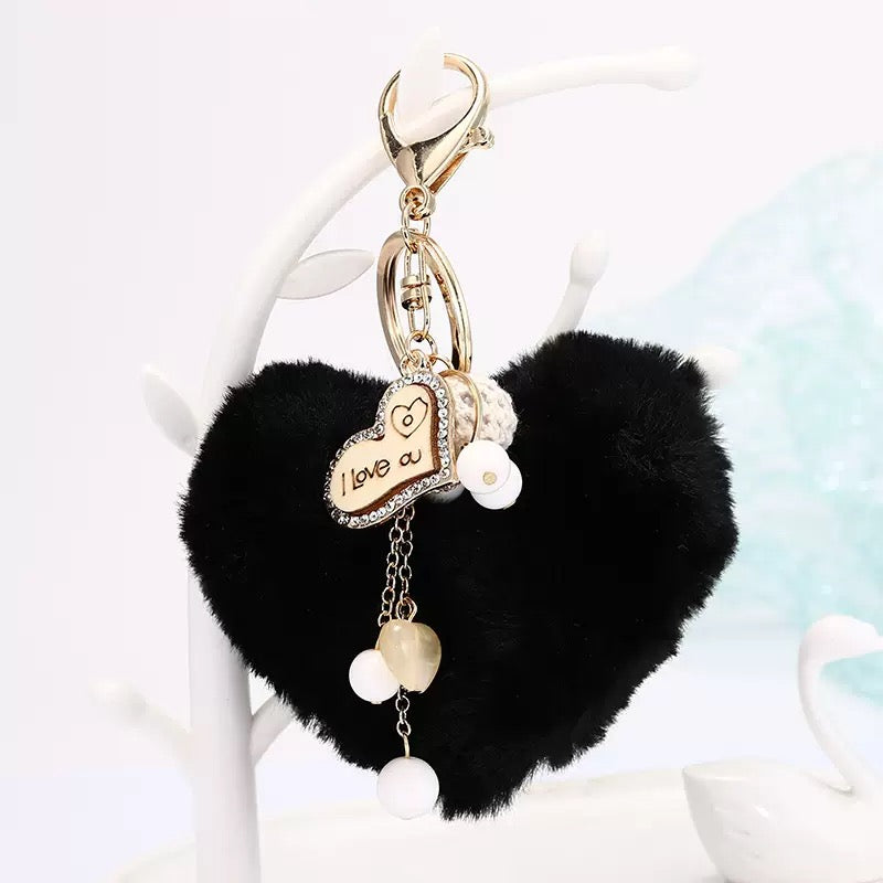 Cute Fluffy Heart Keychain – Love-Inspired Bag Charm V Boutique Studio