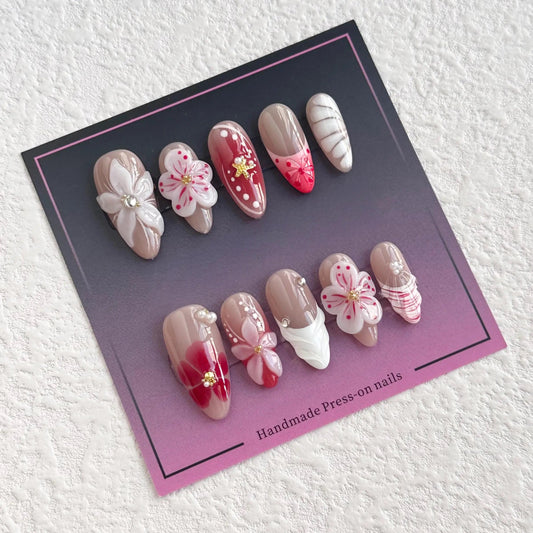 Romantic Floral Press-on Nails V Boutique Studio