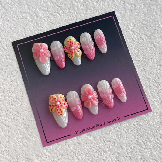 Romantic Pink Blossoms Press-on Nails V Boutique Studio