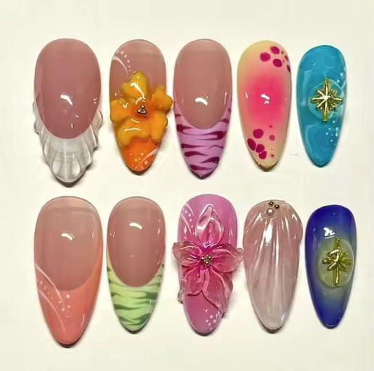 Dreamy Floral Sea Press-on Nails V Boutique Studio