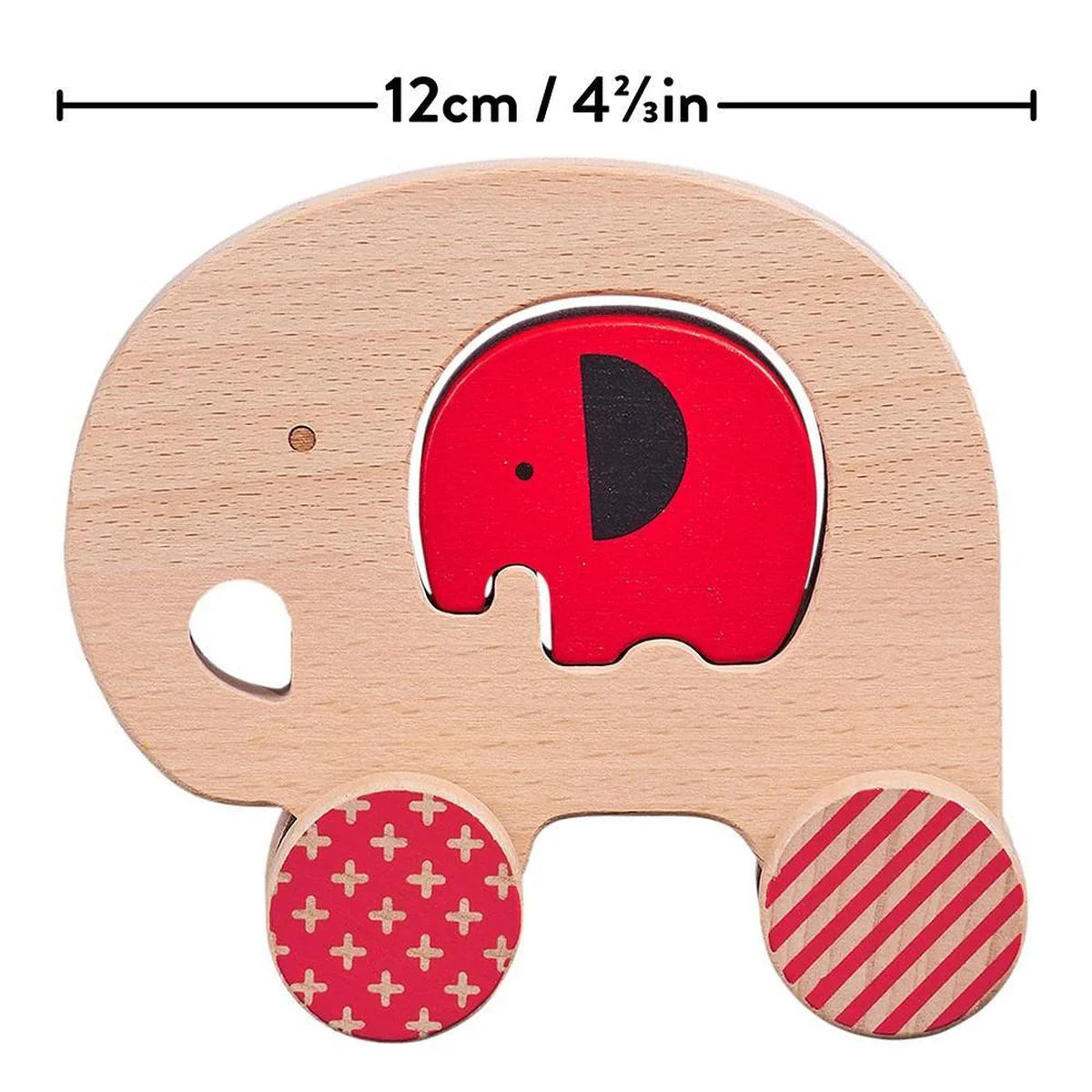 Elephant and Baby Wooden Push Along Car