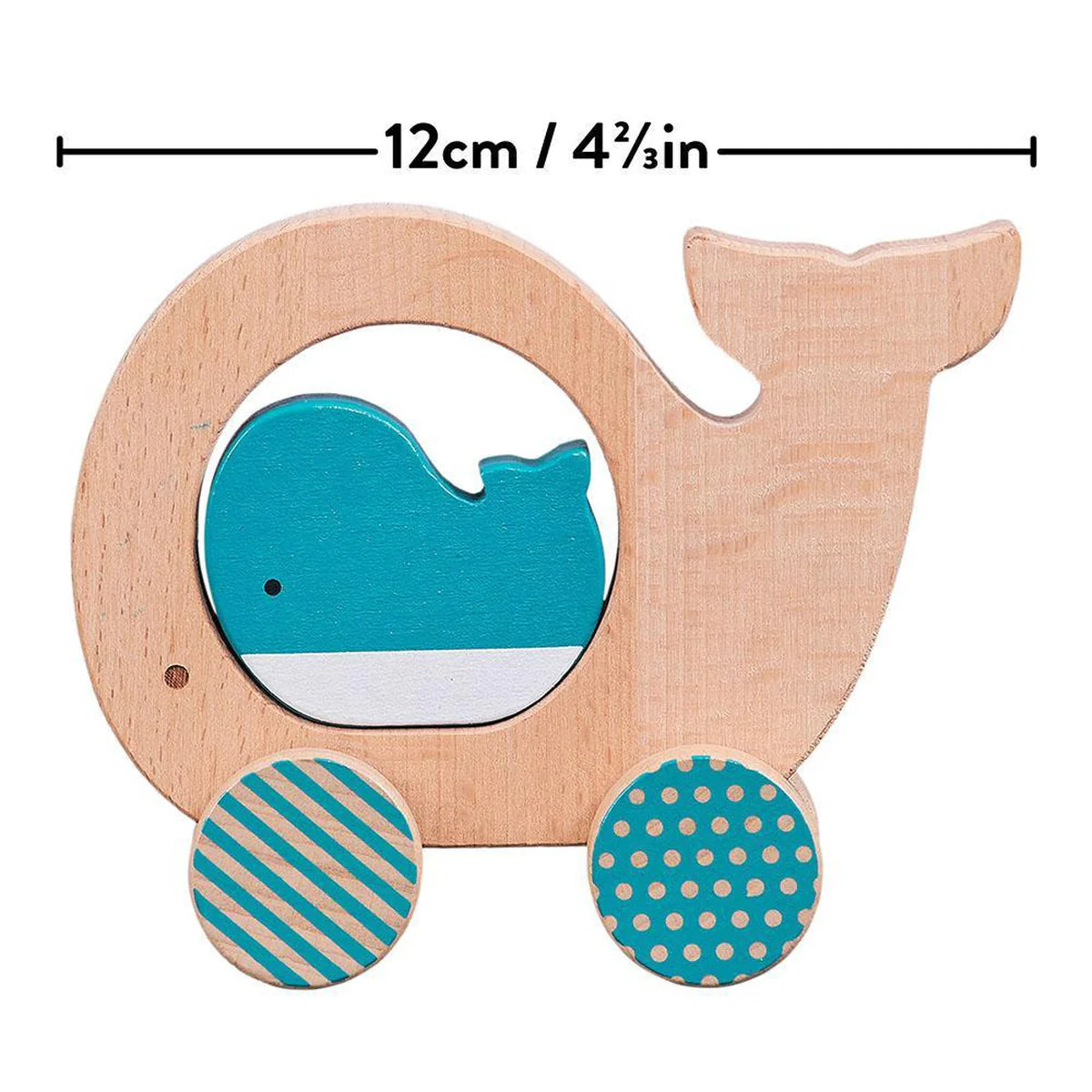 Whale and Baby Wooden Push Along Car