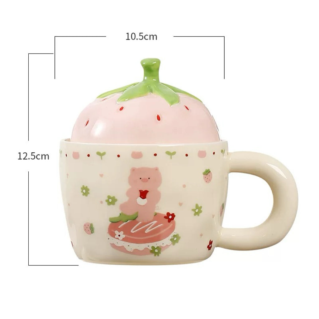 Cute Bear Strawberry Ceramic Mug V Boutique Studio