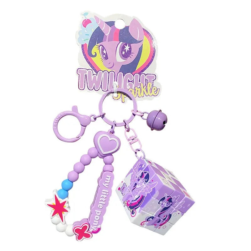 My Little Pony Keychain – Colorful Beaded Bracelet with Cube Charm