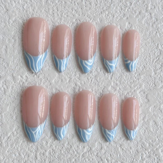 Blue Zebra French Press-on Nails V Boutique Studio