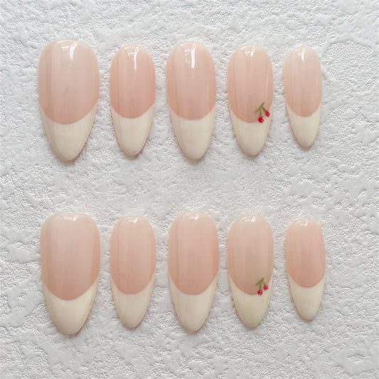 Cherry French Press-on Nails V Boutique Studio