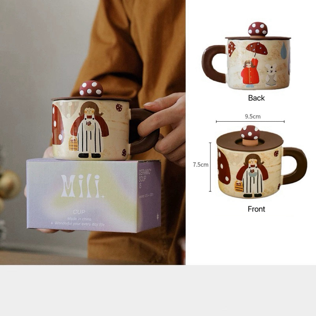Retro Mushroom Girl Ceramic Mug