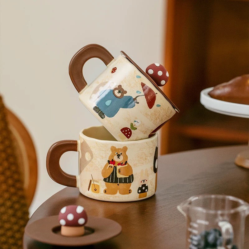 Retro Mushroom Girl Ceramic Mug