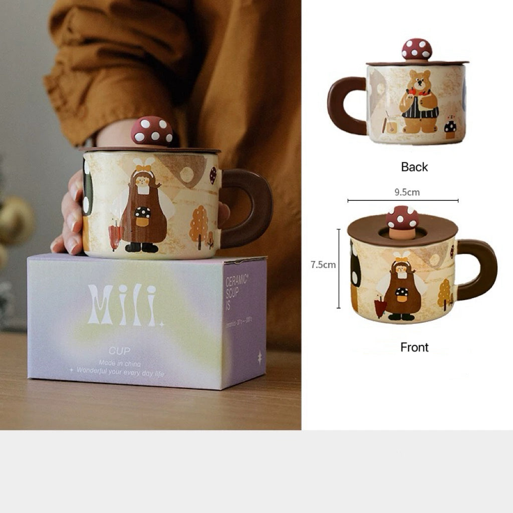Retro Mushroom Girl Ceramic Mug