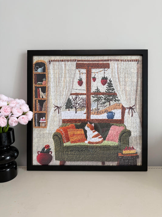 Warm Line Cat Corner Jigsaw Puzzle