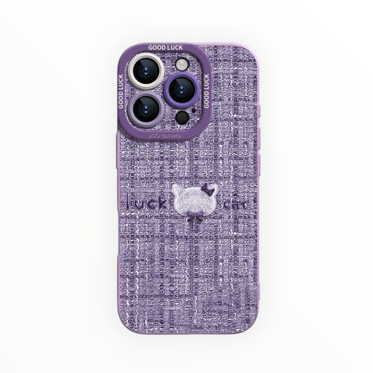Lucky Cat iPhone Case – Liquid Silicone with Soft Tweed Look & 3D Detail