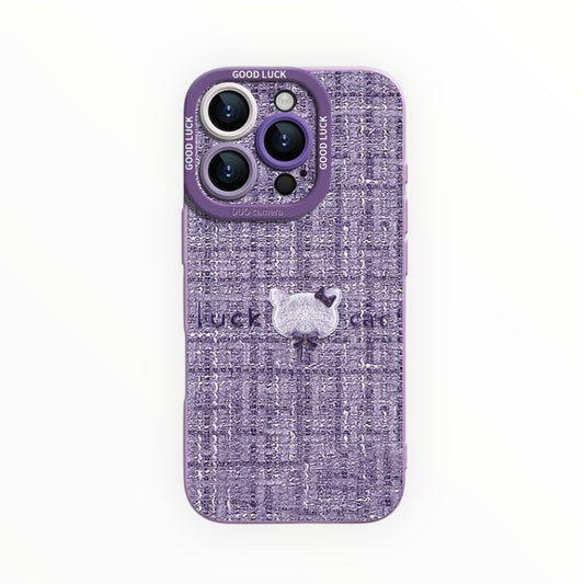 Lucky Cat iPhone Case – Liquid Silicone with Soft Tweed Look & 3D Detail V Boutique Studio