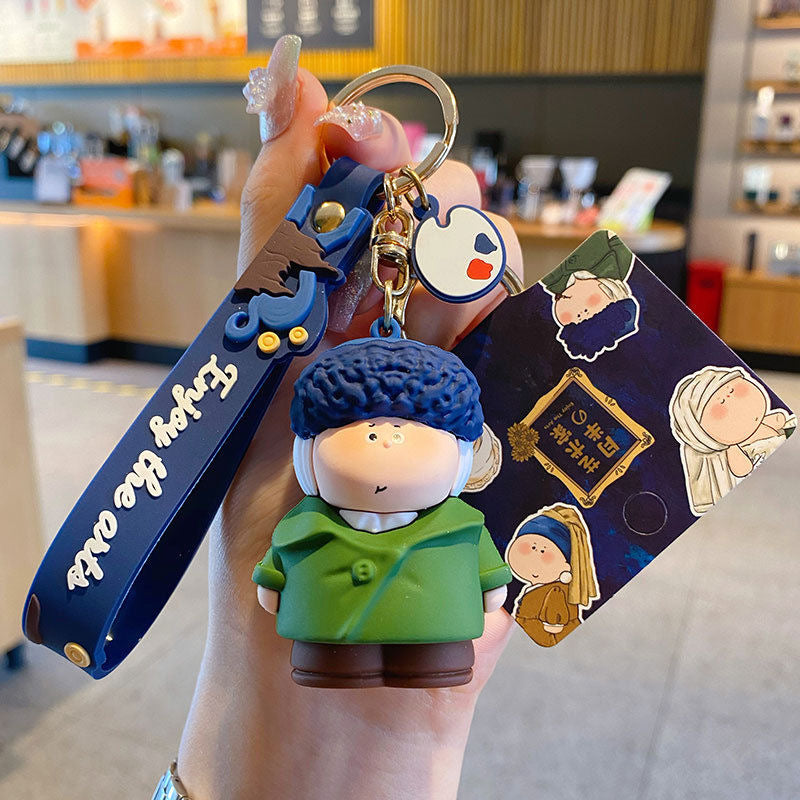 Cartoon Artist Keychain – Cute Accessories Inspired by Famous Paintings