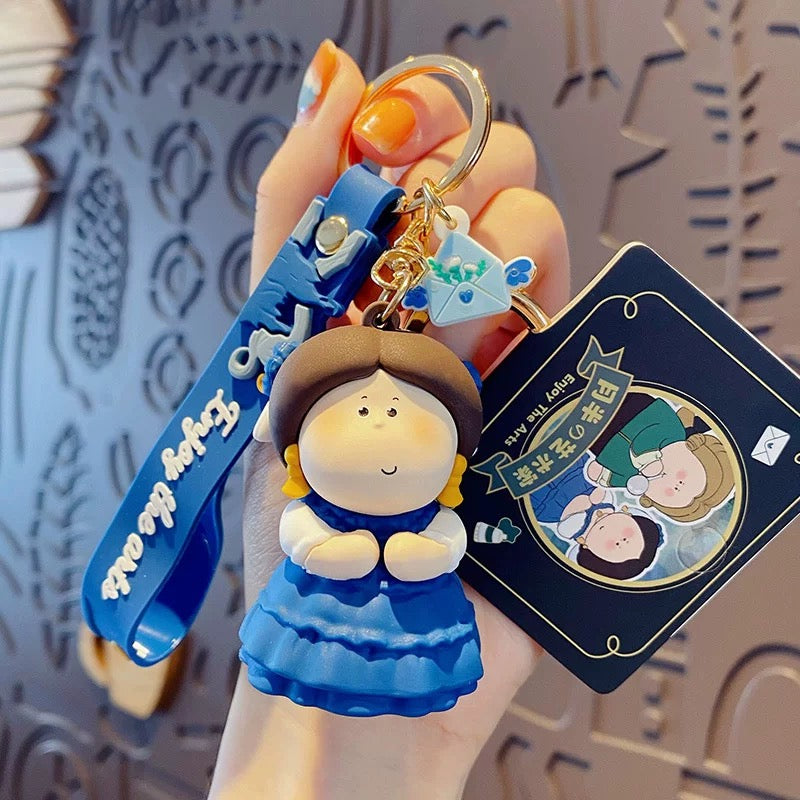 Cartoon Artist Keychain – Cute Accessories Inspired by Famous Paintings
