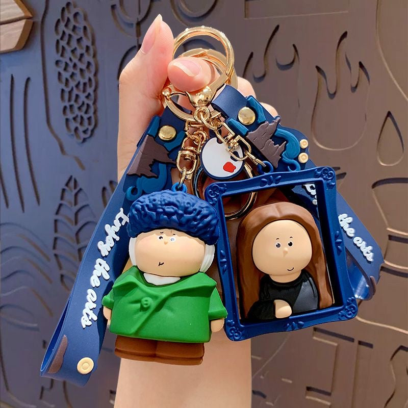 Cartoon Artist Keychain – Cute Accessories Inspired by Famous Paintings